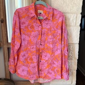 Universal Thread Pink and Orange Floral Button Down Shirt